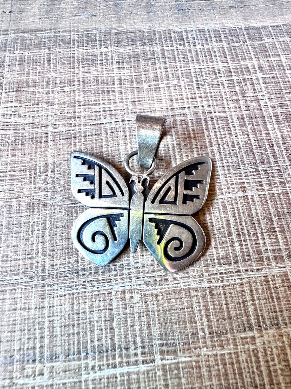 Sterling Butterfly Pendant Necklace artist Sony Gene